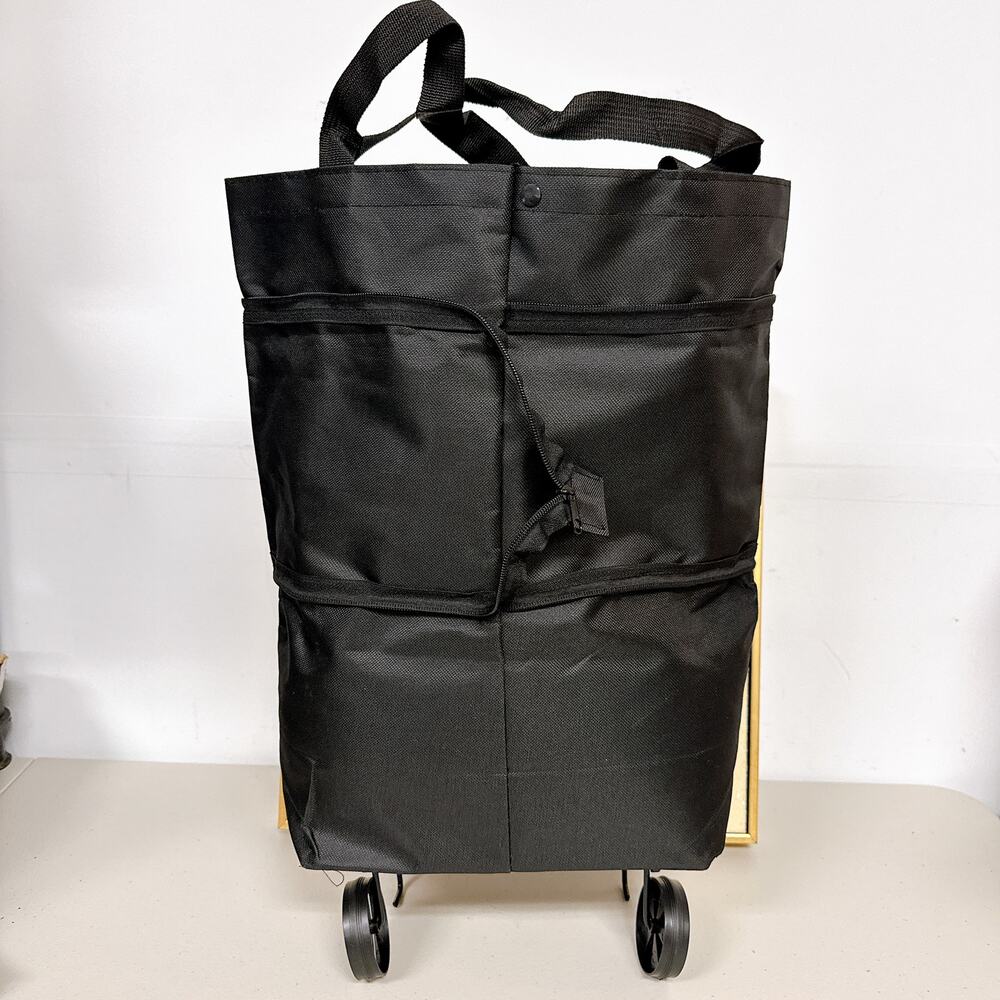 Foldable Rolling Grocery Cart, Expandable Oxford Cloth Shopping Bag with Wheels